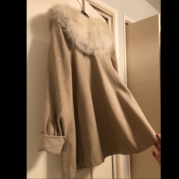 Fur collar swing coat - Picture 3 of 4